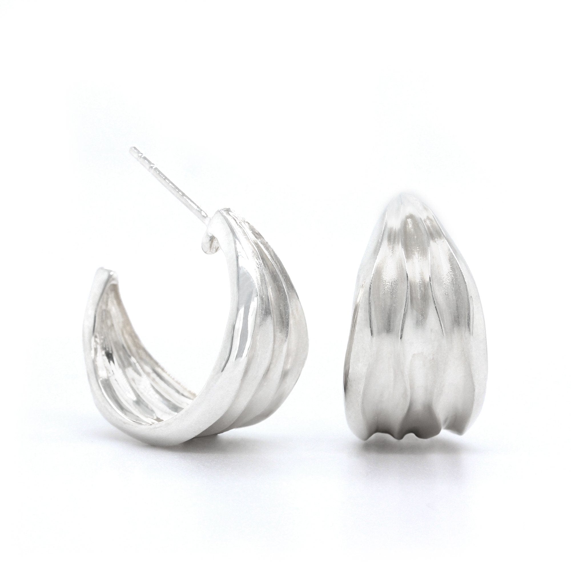 Sterling Silver Wave Hoop Earrings