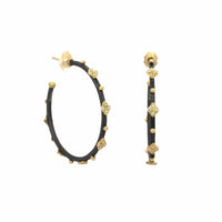 Armenta Sterling Silver and 18K Yellow Gold Diamond Hoop Earrings