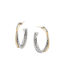 Crossover Medium Hoop Earrings with 18K Yellow Gold