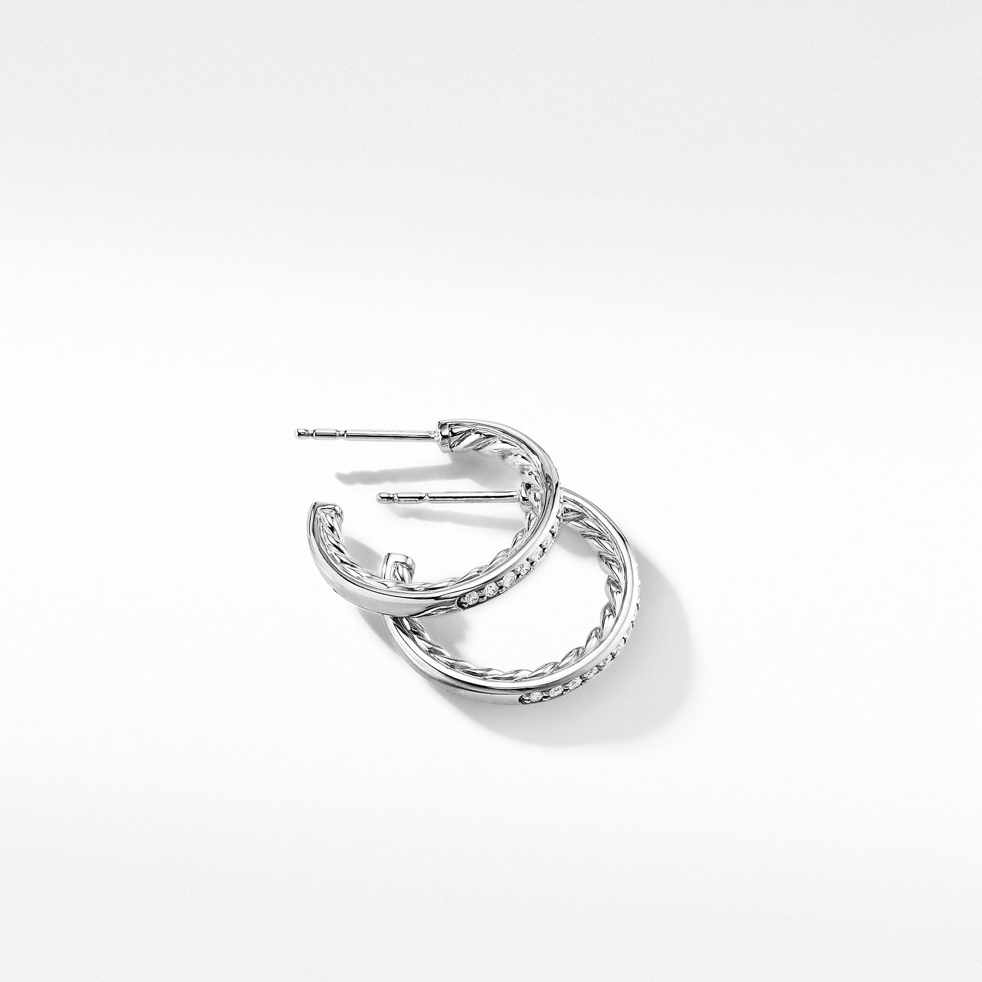 Extra-Small Hoop Earrings in with Pavé Diamonds
