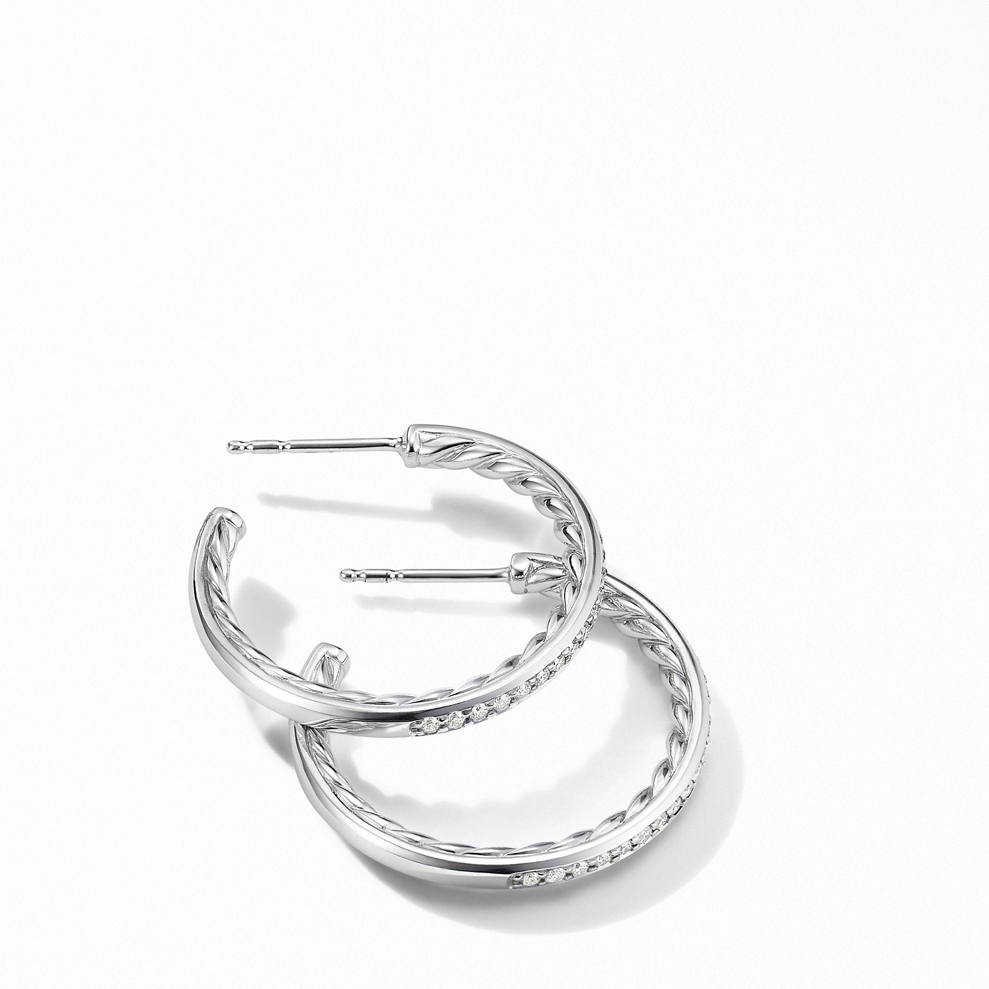 Small Hoop Earrings with Pavé Diamonds