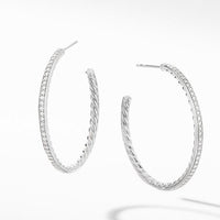 Medium Hoop Earrings with Pavé Diamonds