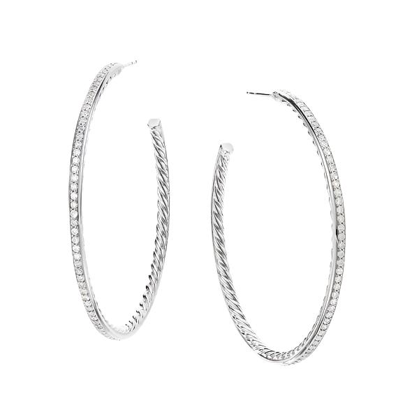 Large Hoop Earrings with Pavé Diamonds