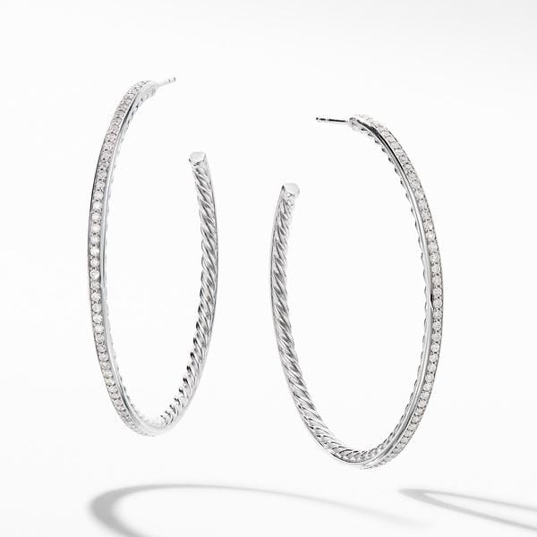Large Hoop Earrings with Pavé Diamonds