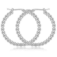 Sterling Silver Bead Hoop Earrings