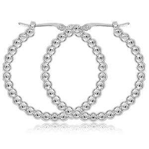 Sterling Silver Bead Hoop Earrings