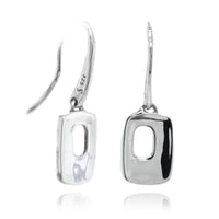 Sterling Silver Open Rectangle Drop Earrings