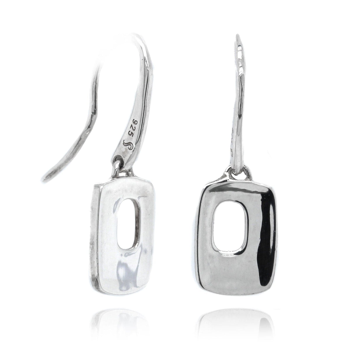Sterling Silver Open Rectangle Drop Earrings