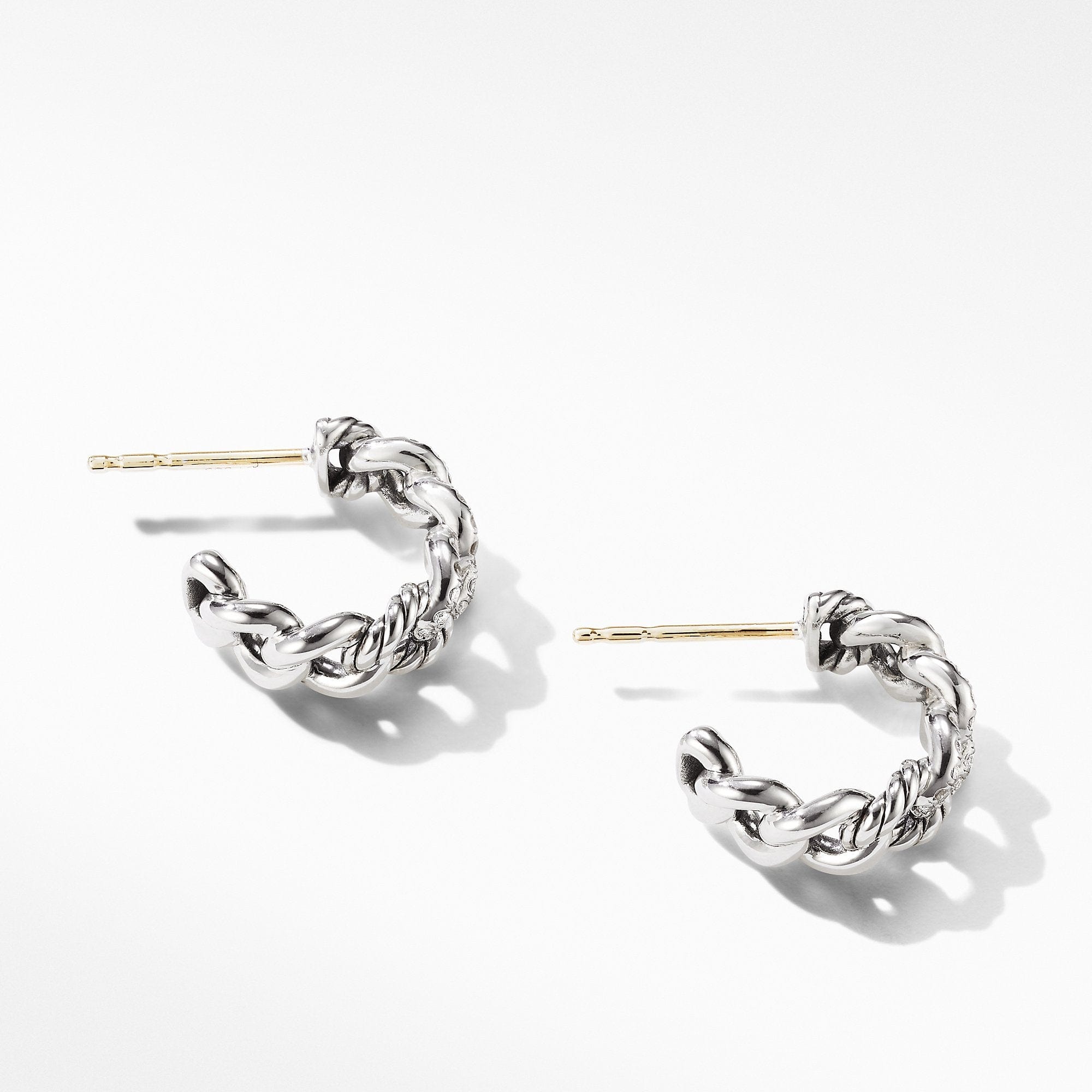 Belmont Curb Link Small Hoop Earrings with Pavé Diamonds