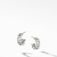 Belmont Curb Link Small Hoop Earrings with Pavé Diamonds