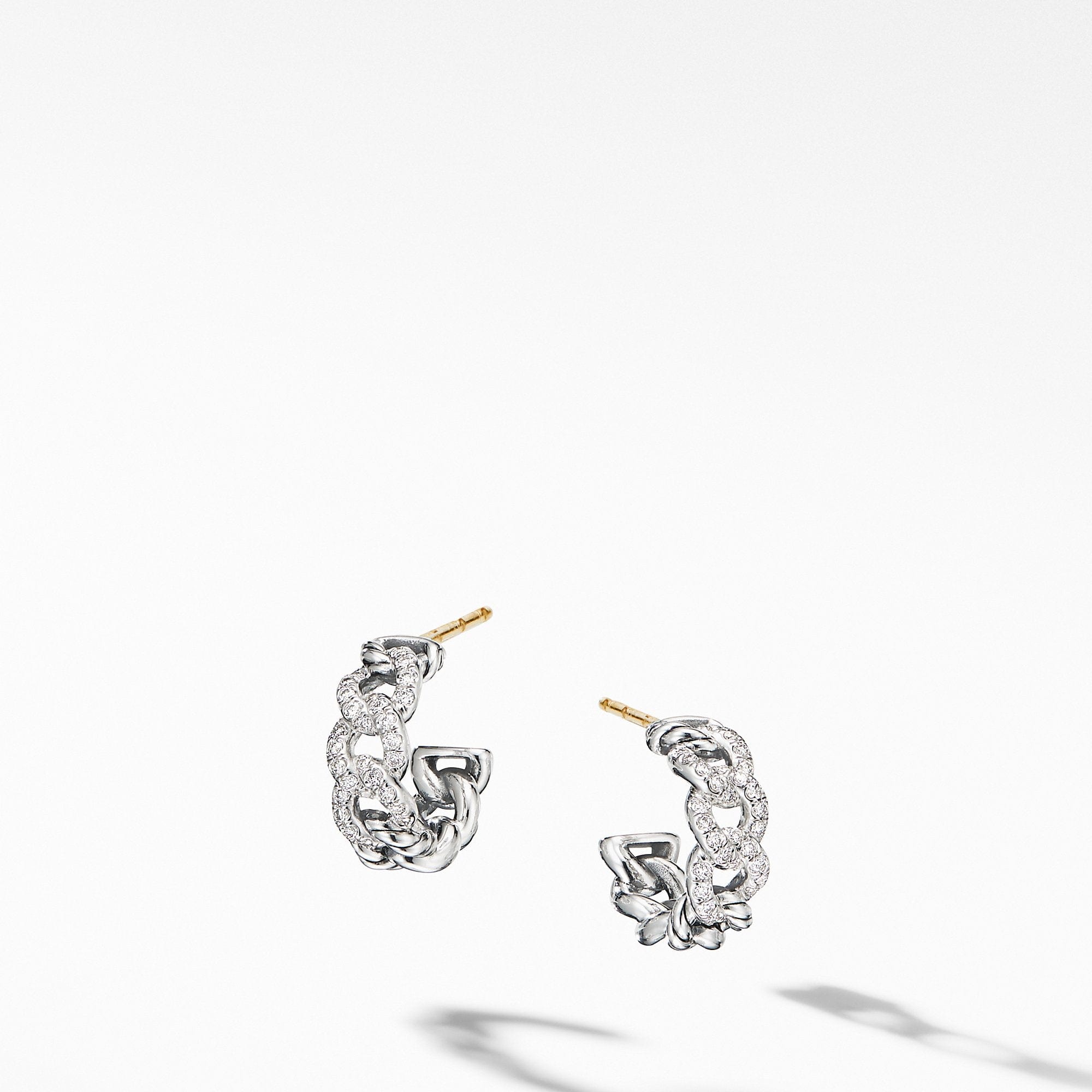 Belmont Curb Link Small Hoop Earrings with Pavé Diamonds