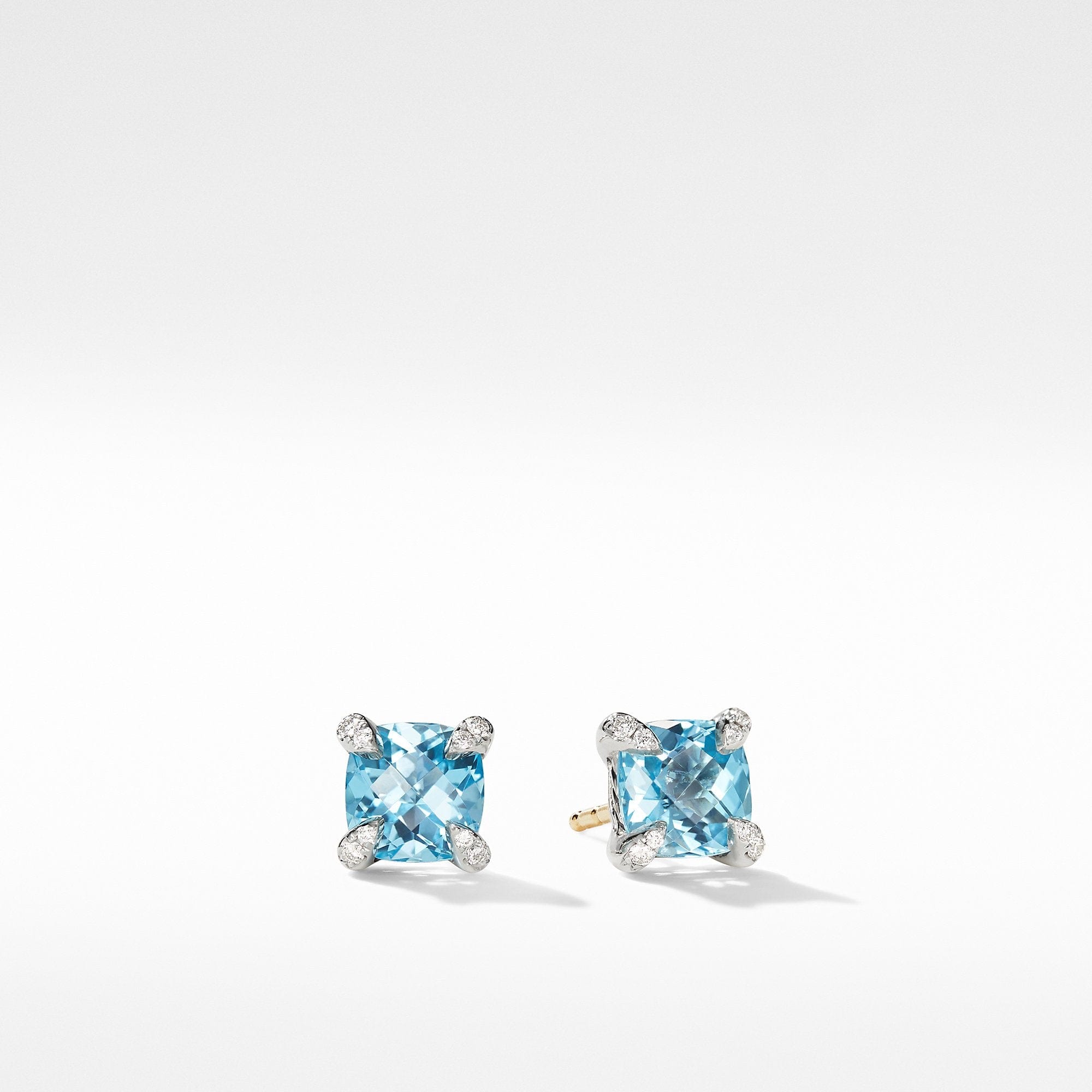 Chatelaine® Stud Earrings with Blue Topaz and Diamonds