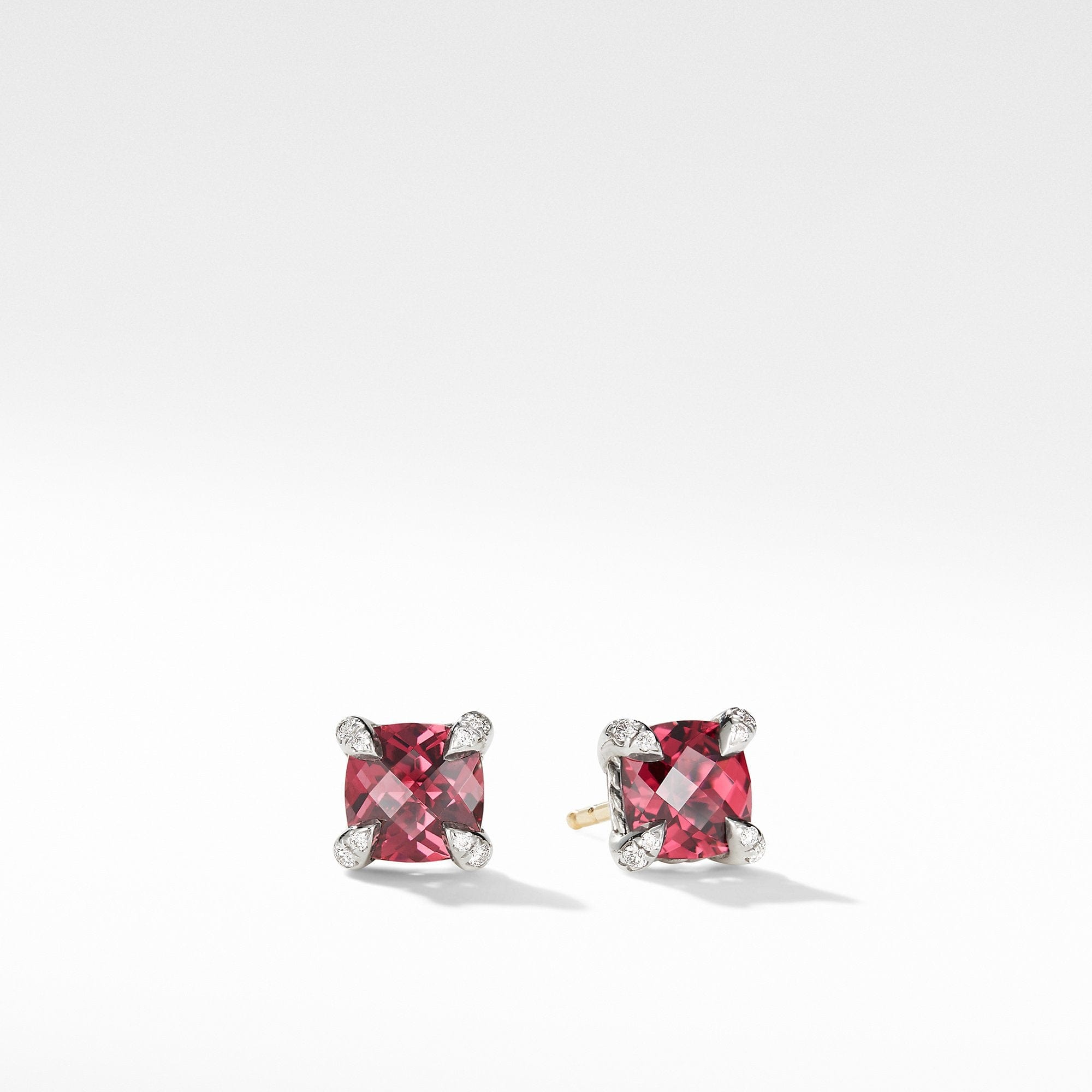 Chatelaine® Stud Earrings with Rhodalite Garnet and Diamonds