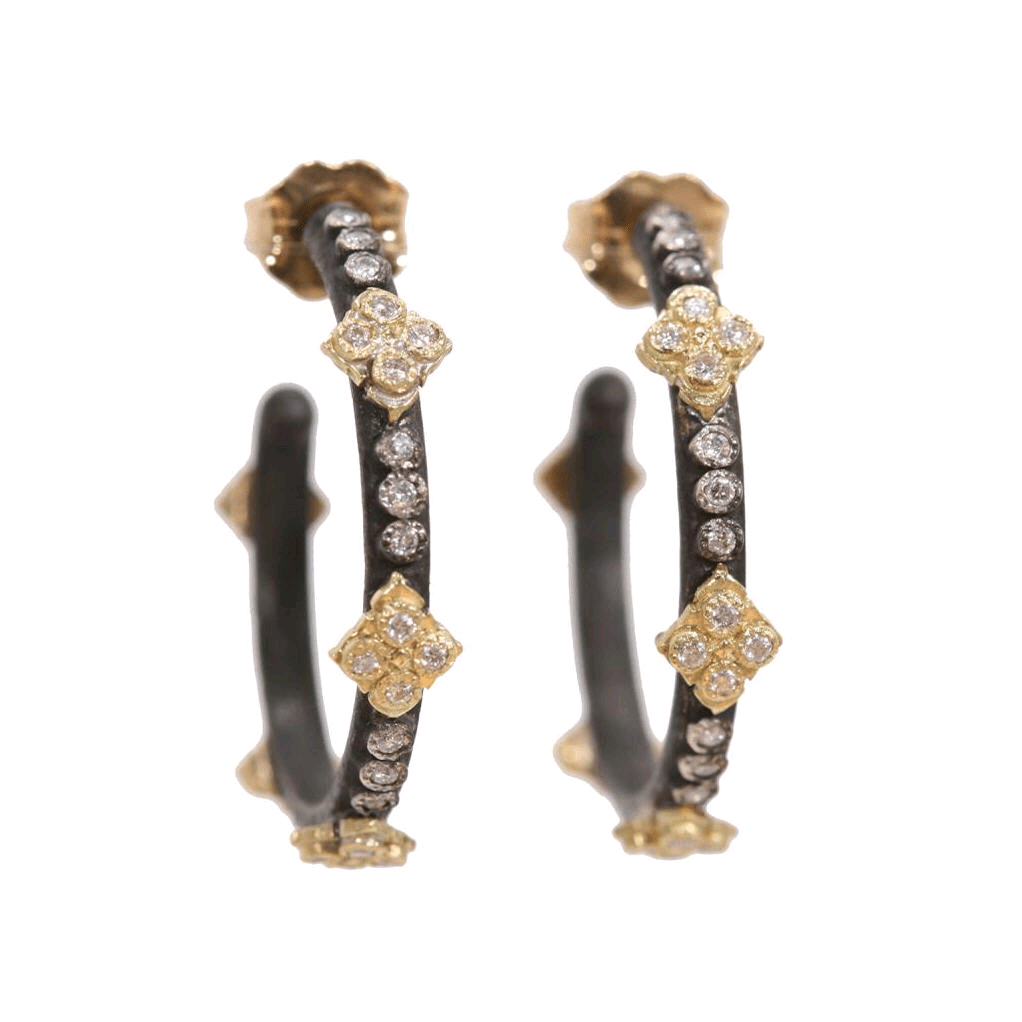18K Yellow Gold and Sterling Silver Crivelli Diamond Earrings