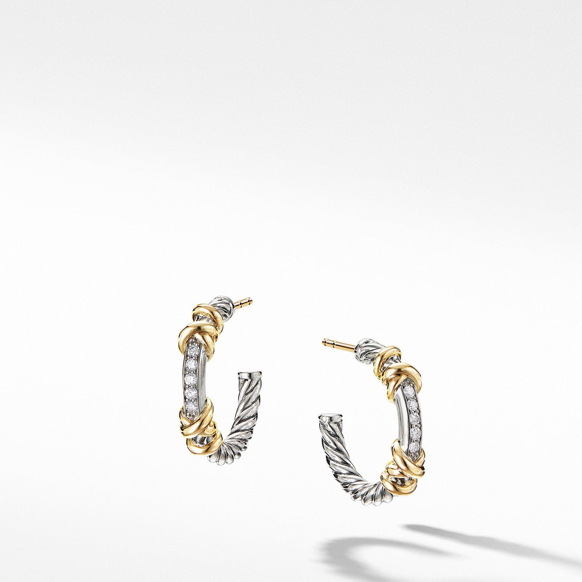 Petite Helena Hoop Earrings with 18K Yellow Gold and Diamonds