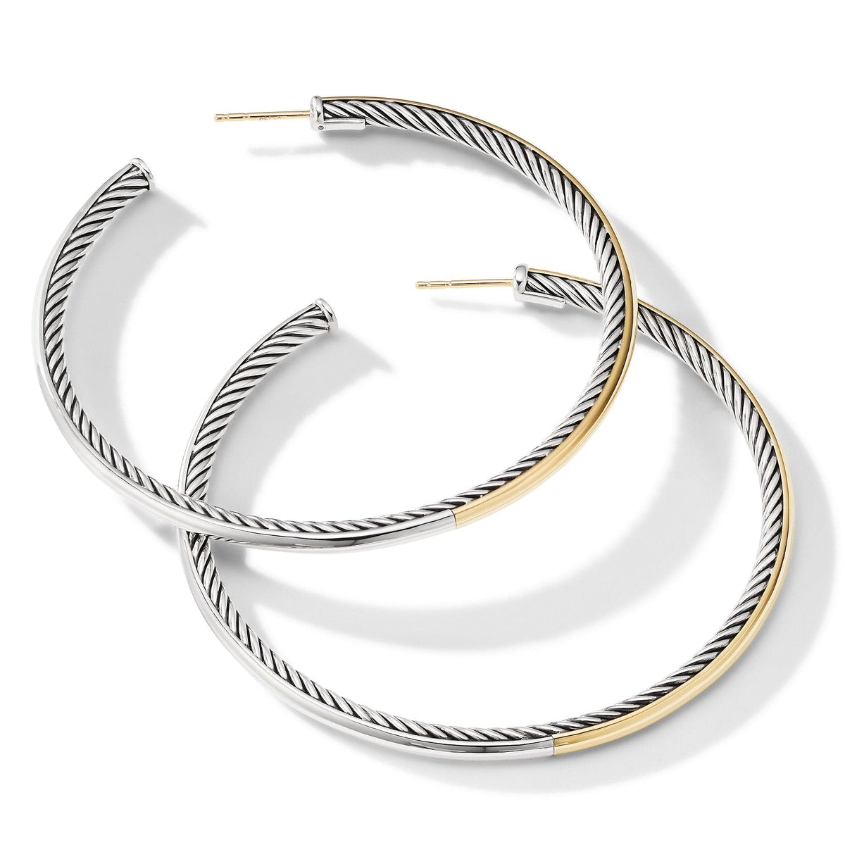 Sculpted Cable Hoop Earrings with 18K Yellow Gold