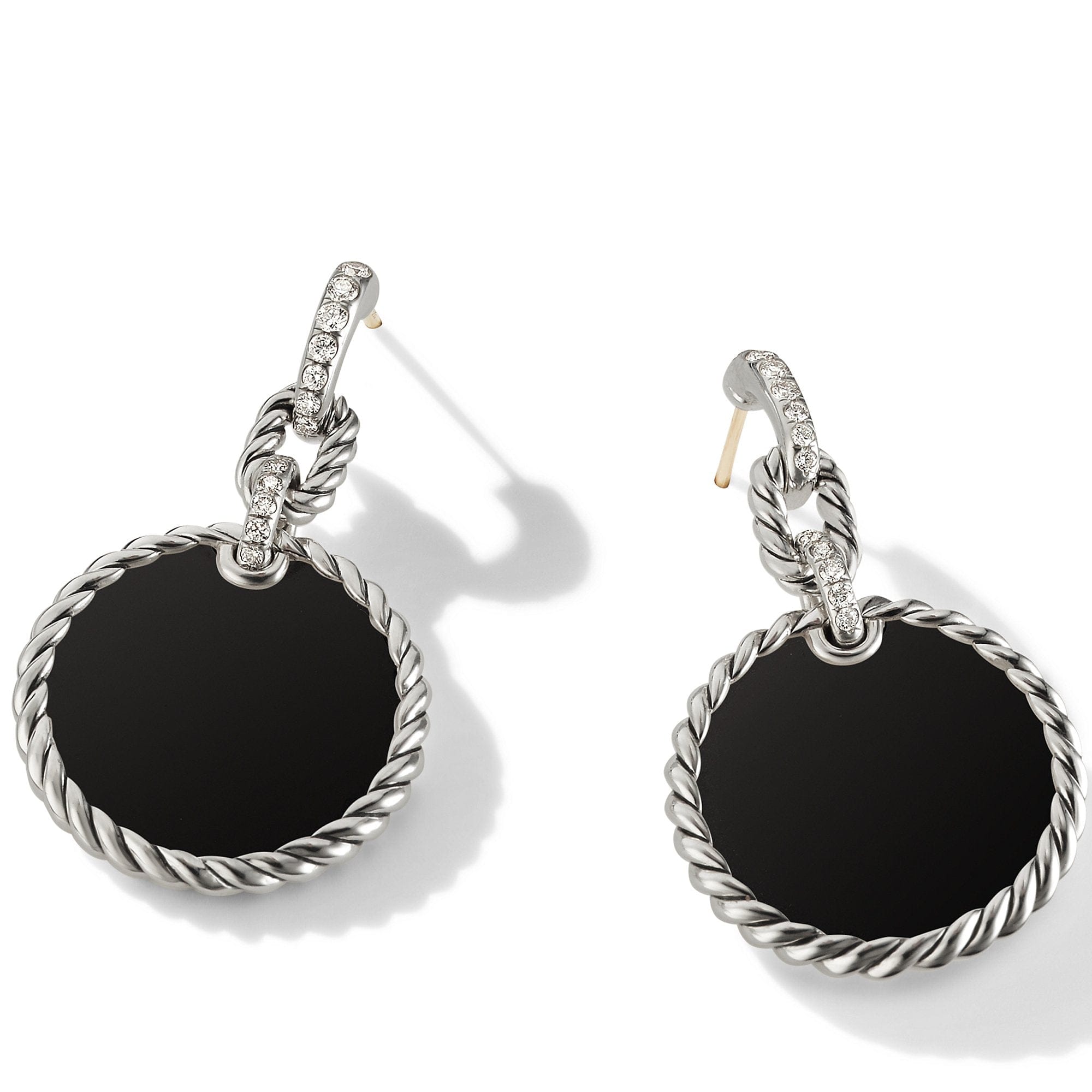 DY Elements® Convertible Drop Earrings with Black Onyx and Pavé Diamonds