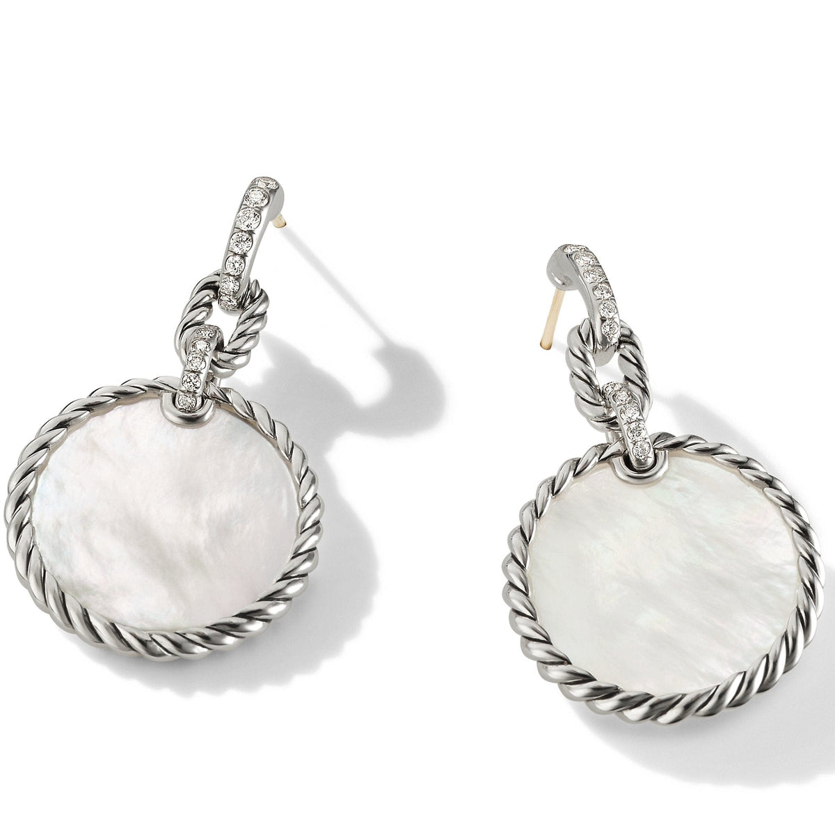 DY Elements Drop Earrings with Mother of Pearl and Pavé Diamonds