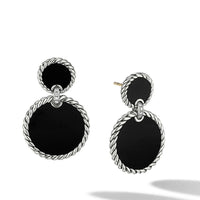 DY Elements® Double Drop Earrings with Black Onyx and Pavé Diamonds