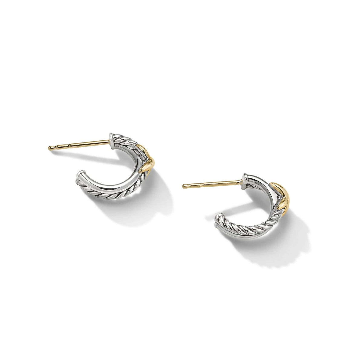 Petite X Mini Hoop Earrings with 18K Yellow Gold