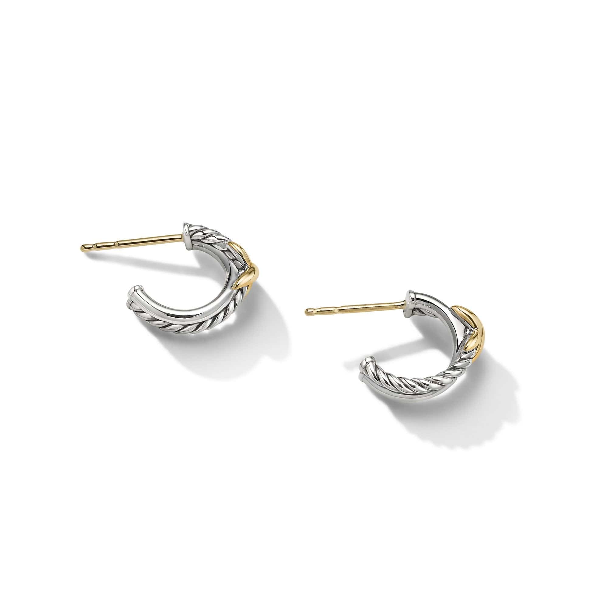 Petite X Mini Hoop Earrings with 18K Yellow Gold