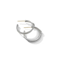 Petite X Hoop Earrings with Pavé Diamonds