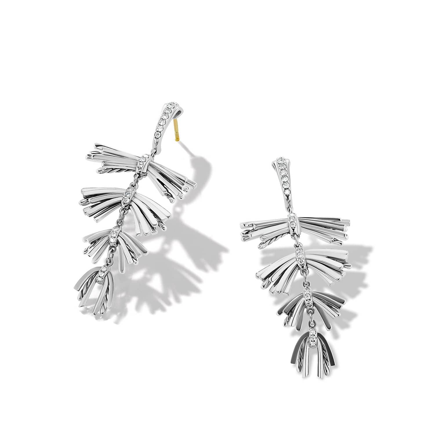 Angelika Fringe Drop Earrings with Pavé Diamonds Sterling Silver, Long's Jewelers