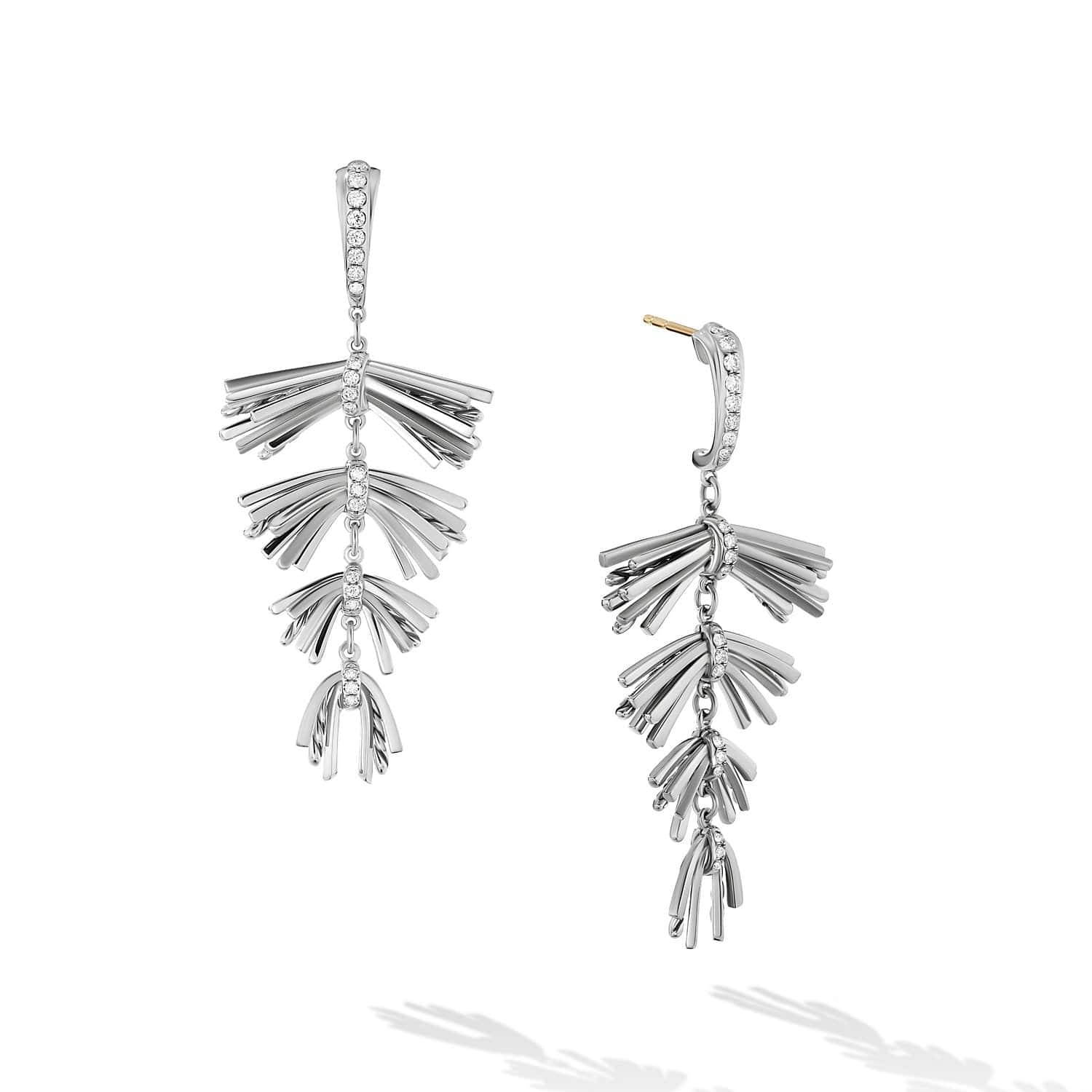 Angelika Fringe Drop Earrings with Pavé Diamonds Sterling Silver, Long's Jewelers