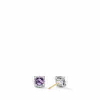 Petite Chatelaine® Pavé Bezel Stud Earrings with Amethyst and Diamonds