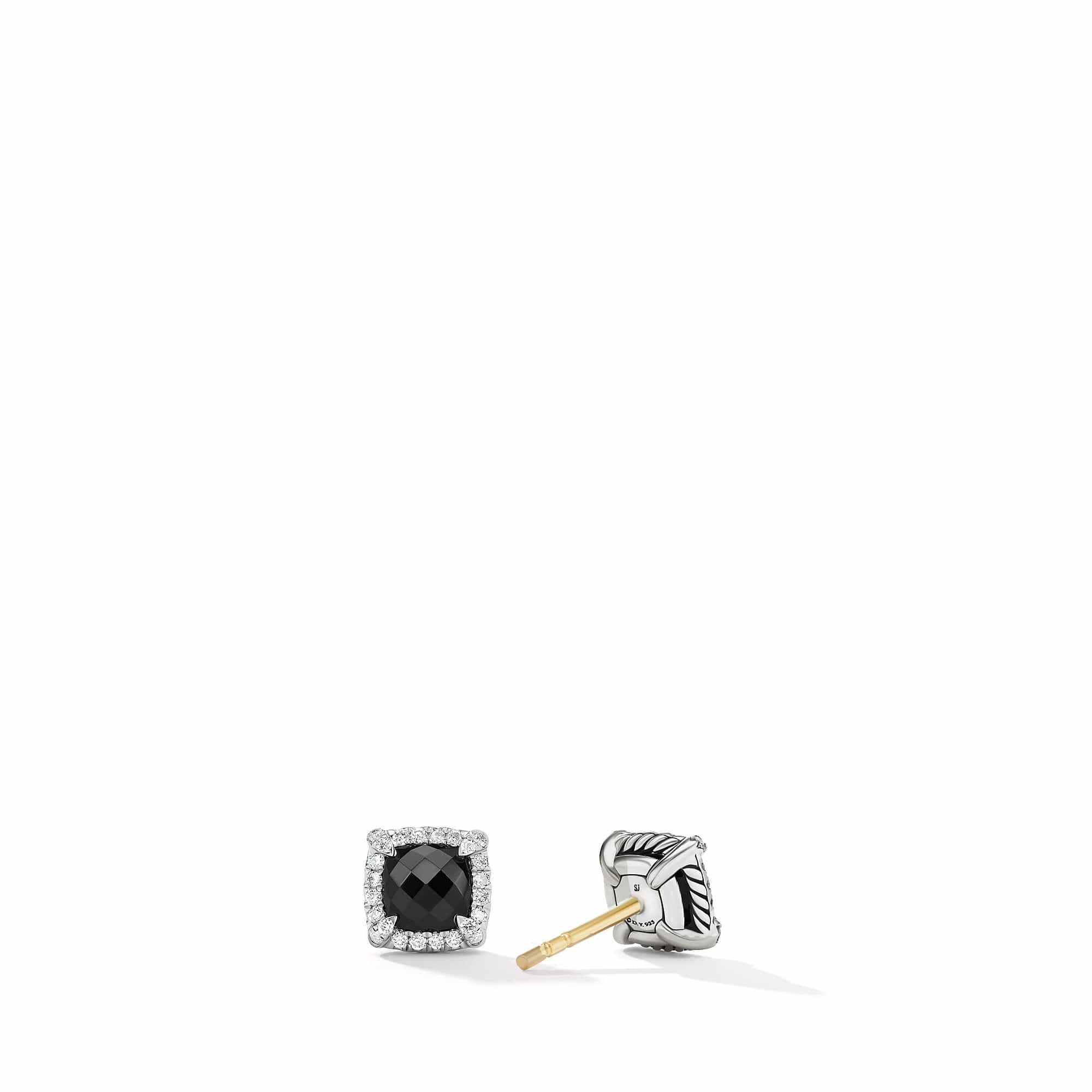 Petite Chatelaine® Pavé Bezel Stud Earrings with Black Onyx and Diamonds