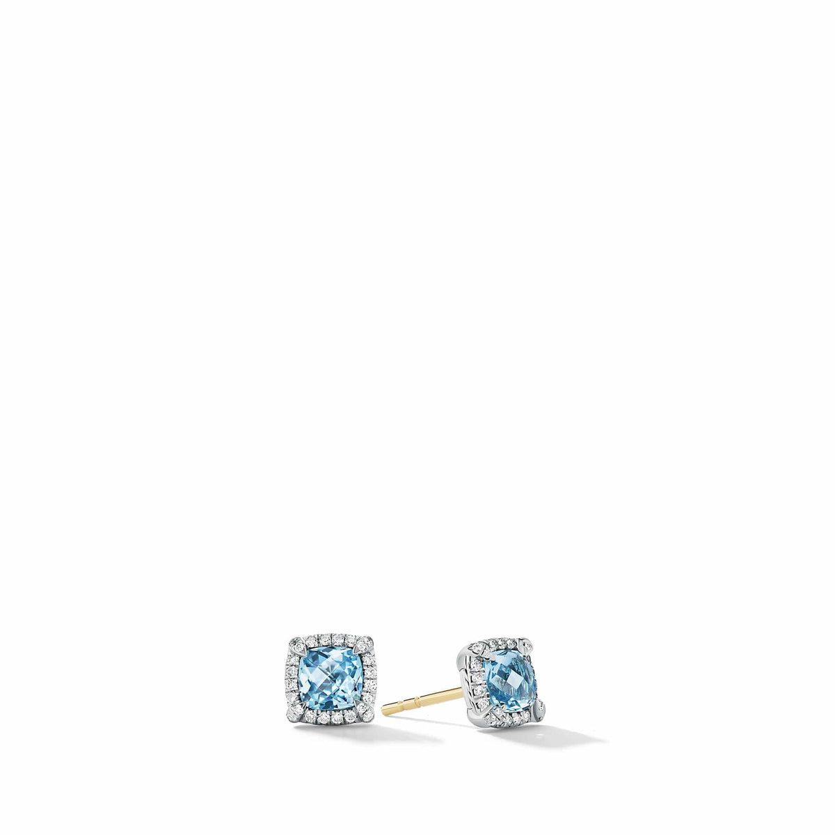 Petite Chatelaine® Pavé Bezel Stud Earrings with Blue Topaz and Diamonds