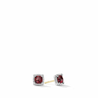 Petite Chatelaine® Pavé Bezel Stud Earrings with Rhodolite Garnet and Diamonds