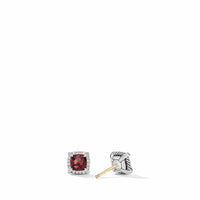 Petite Chatelaine® Pavé Bezel Stud Earrings with Rhodolite Garnet and Diamonds