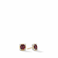Petite Chatelaine® Stud Earrings with Garnet, 18K Yellow Gold Bezel and Pavé Diamonds