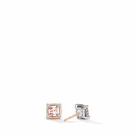 Petite Chatelaine® Stud Earrings with Morganite, 18K Rose Gold Bezel and Pavé Diamonds