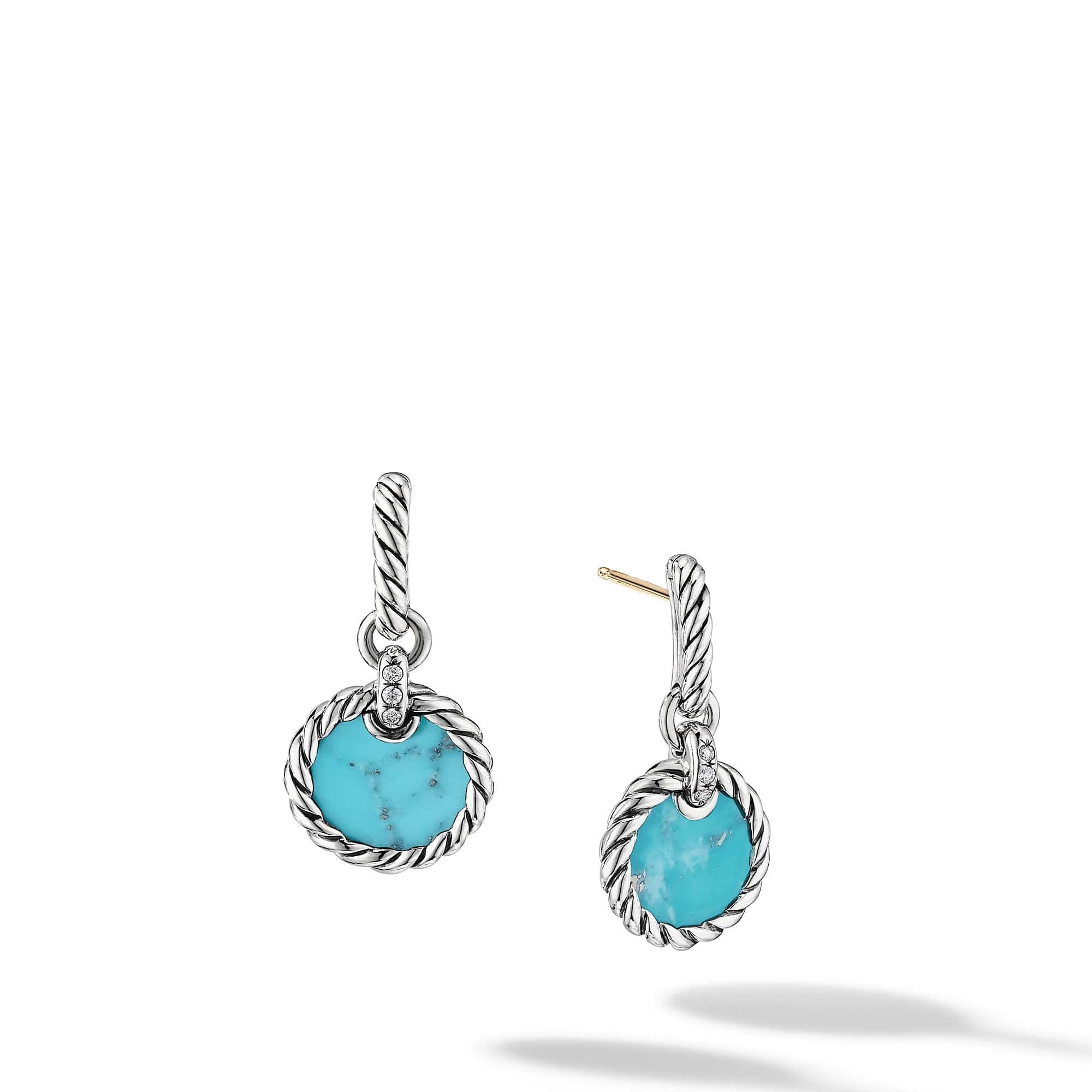 DY Elements Drop Earrings with Turquoise and Pavé Diamonds