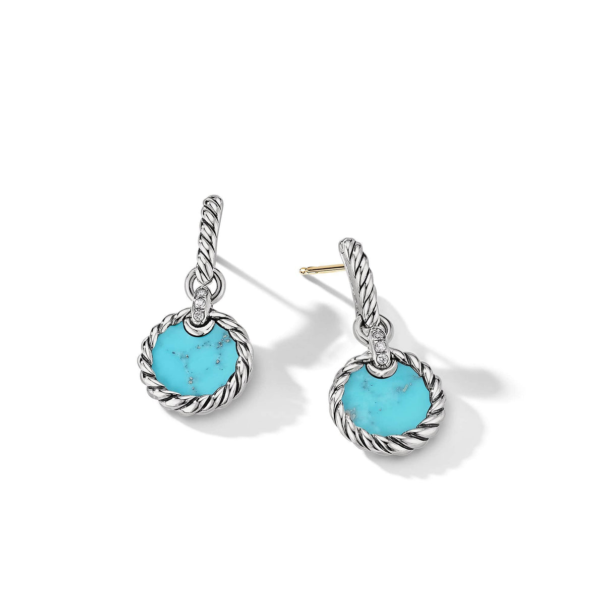 DY Elements Drop Earrings with Turquoise and Pavé Diamonds
