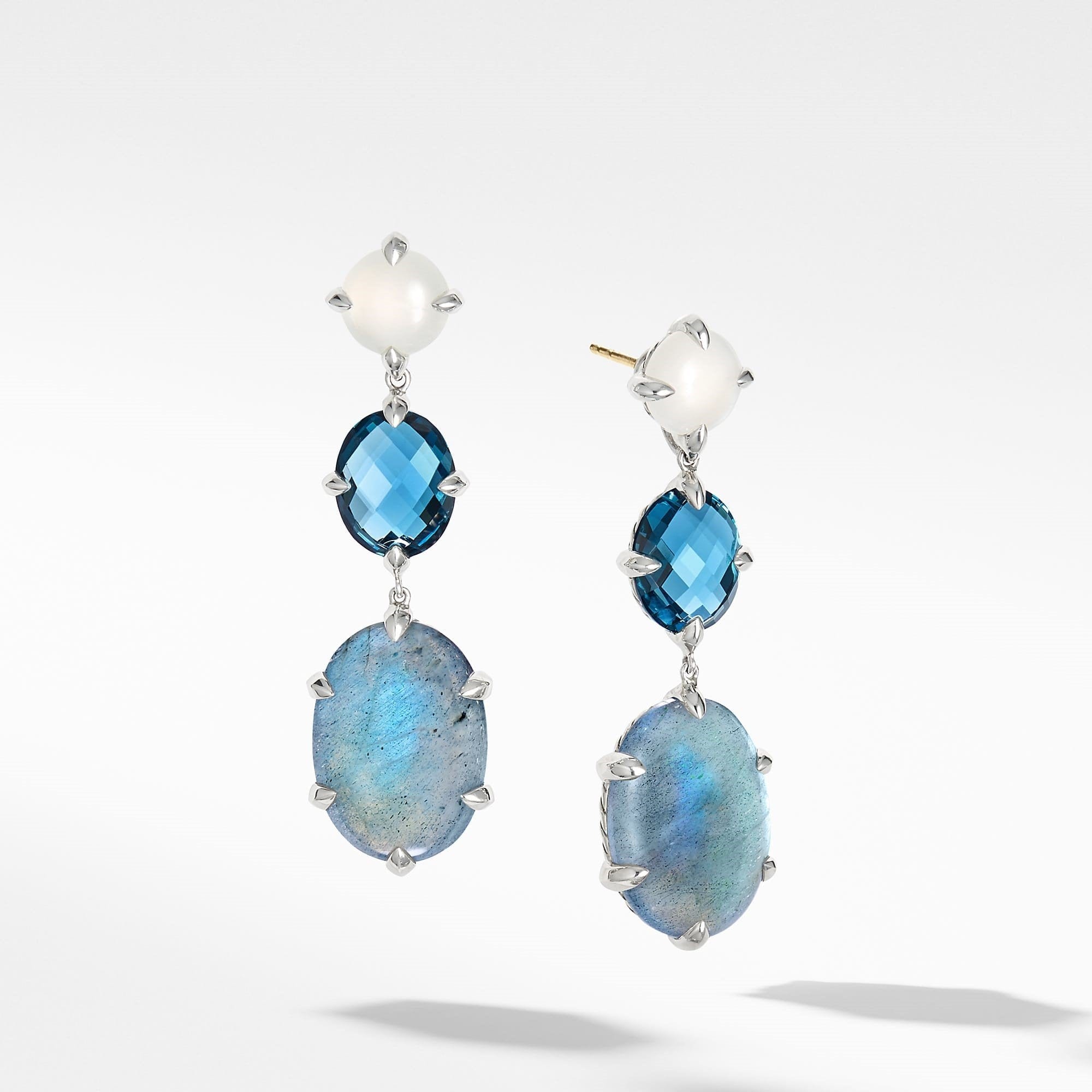 Chatelaine® Drop Earrings with Labradorite, Hampton Blue Topaz, and White Moonstone