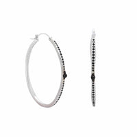 Sterling Silver Black Sapphire Hoop Earrings