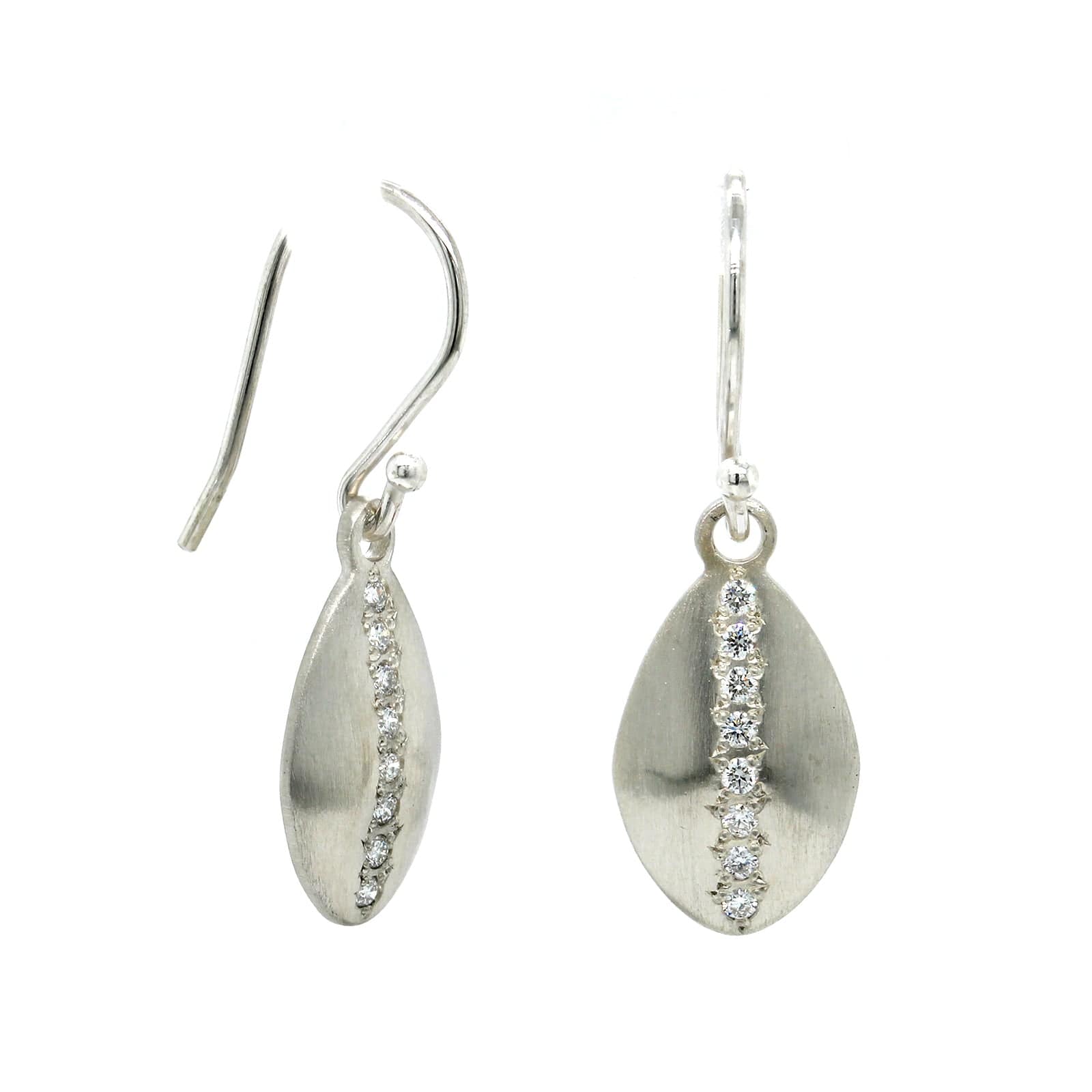Adel Chefridi Sterling Silver Diamond Dangle Earrings