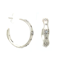 Adel Chefridi Sterling Silver Wavy Diamond Hoop Earrings