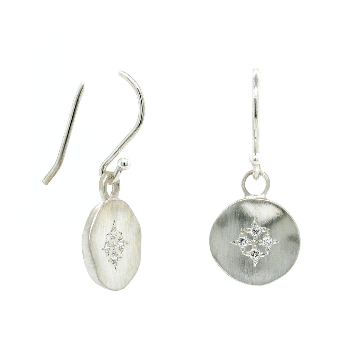 Adel Chefridi Sterling Silver Diamond Dangle Earrings