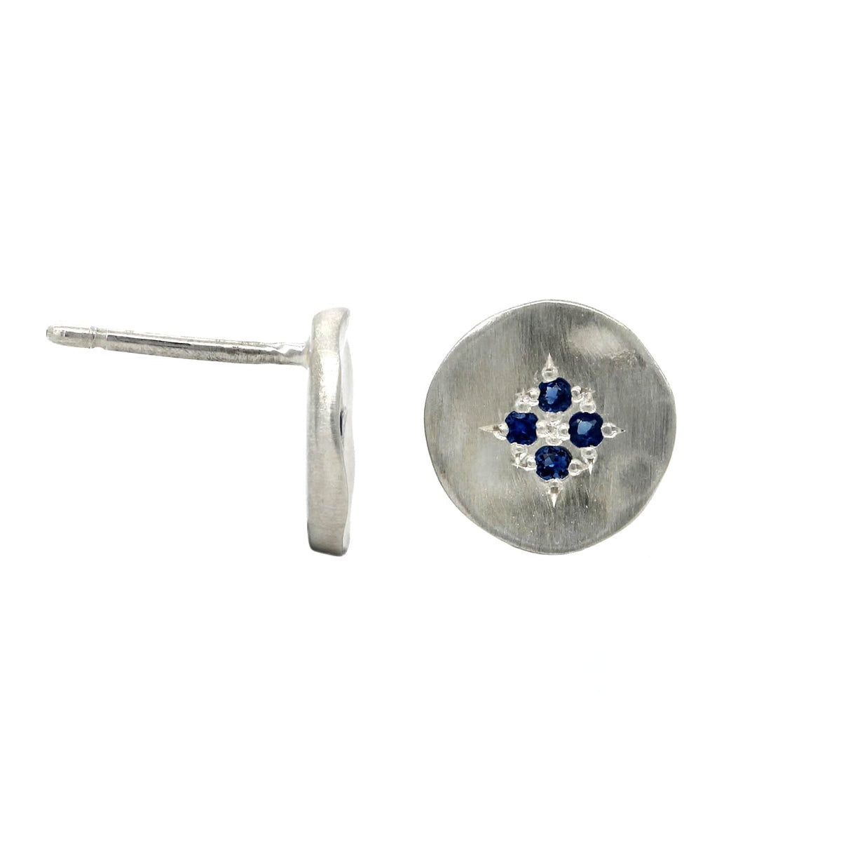 Adel Chefridi Sterling Silver Sapphire Stud Earrings