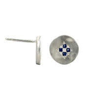 Adel Chefridi Sterling Silver Sapphire Stud Earrings