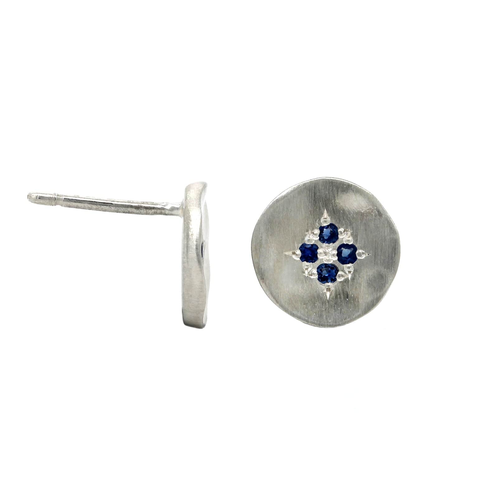 Adel Chefridi Sterling Silver Sapphire Stud Earrings
