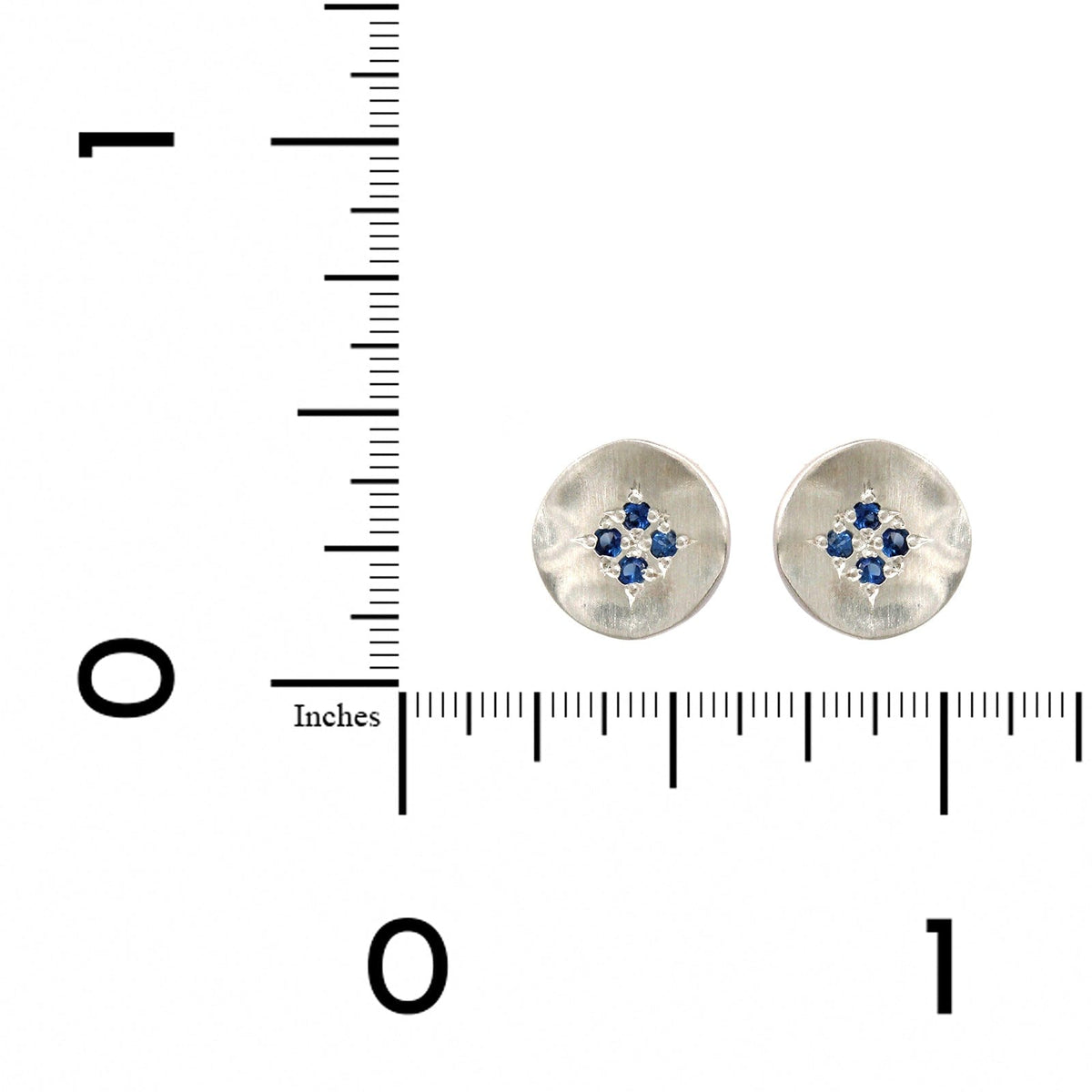 Adel Chefridi Sterling Silver Sapphire Stud Earrings