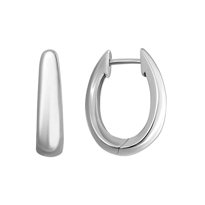 Sterling Silver Oval Huggie Earrings, Sterling silver, Long's Jewelers