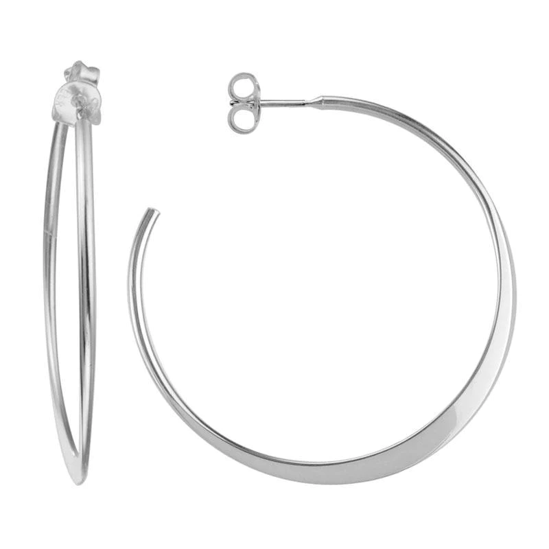 Sterling Silver Tapered Large Flat Oval Hoop Earrings, Sterling silver, Long's Jewelers