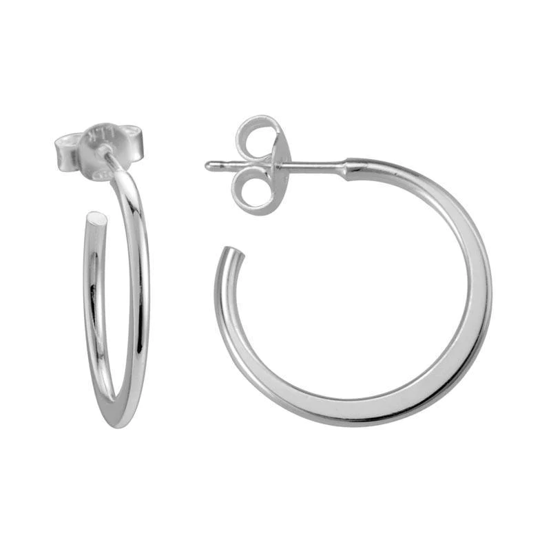 Sterling Silver Tapered Medium Flat Oval Hoop Earrings, Sterling silver, Long's Jewelers