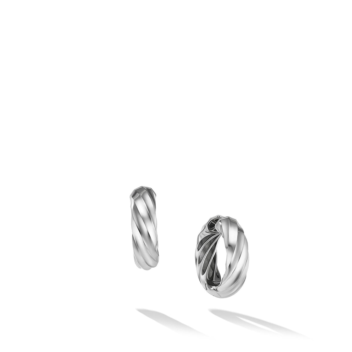 Cable Edge Hoop Earrings in Recycled Sterling Silver, Long's Jewelers